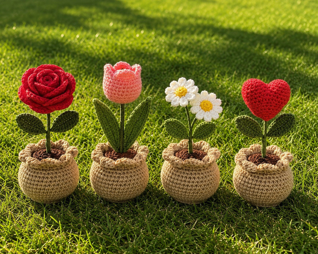 Handmade Crochet Flower Pot Collection