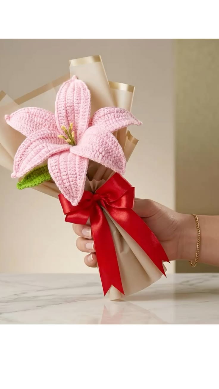 Handmade Crochet Single Flower Bouquet