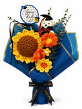 Handmade Crochet Sunflower Graduation Bouquet with Teddy Bear | Forever Graduation Gift | Made in Canada