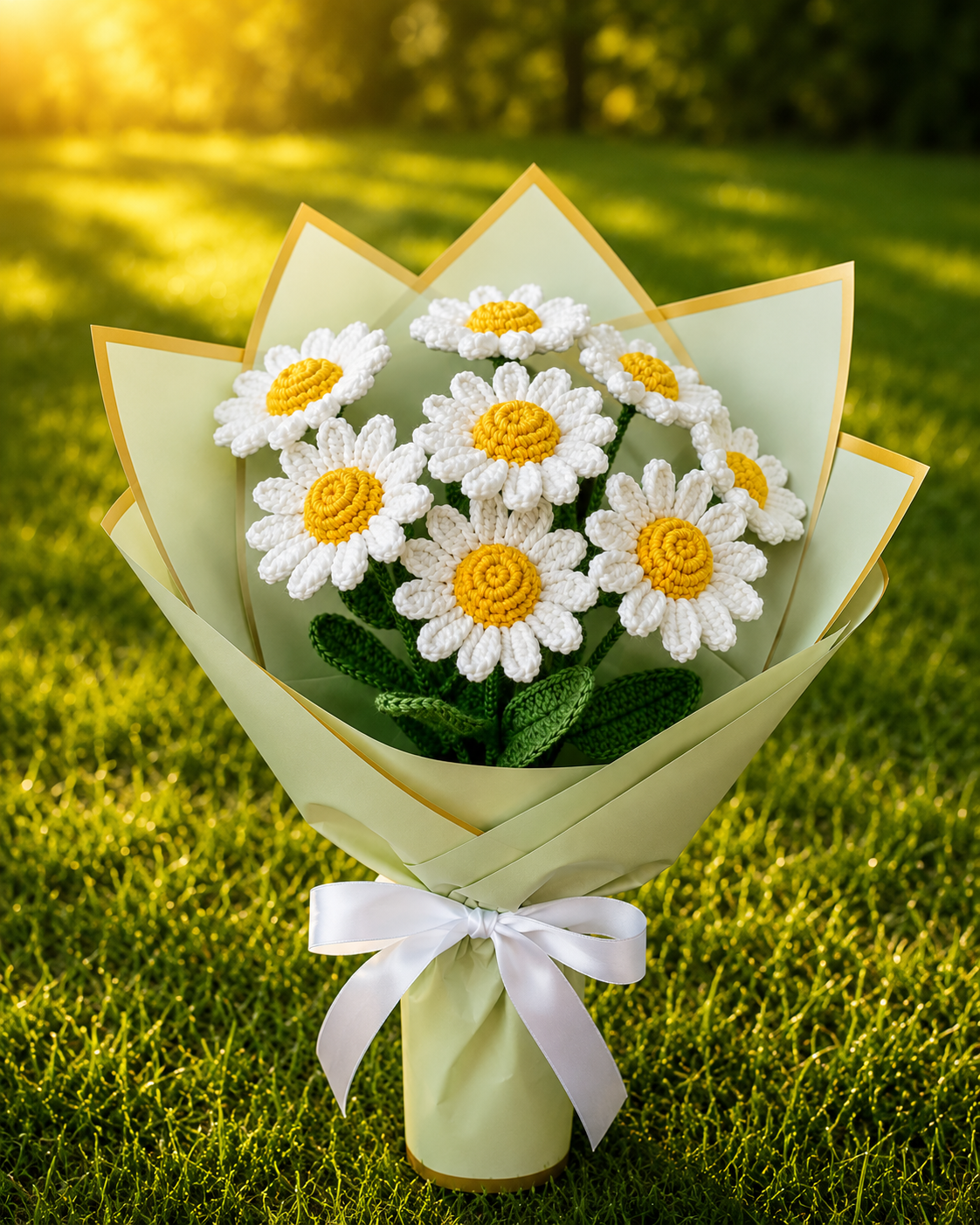 Handmade Crochet Daisy Bouquet