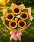 Handmade Crochet Sunflower and Honey Bee Bouquet