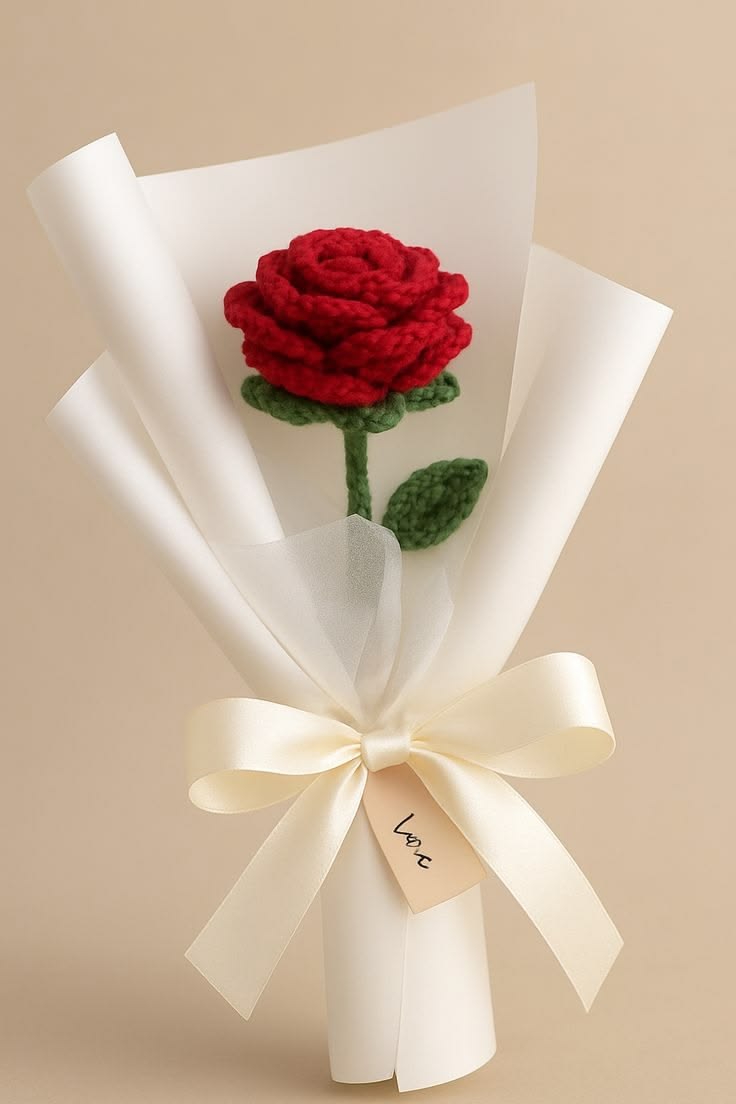 Handmade Crochet Single Flower Bouquet