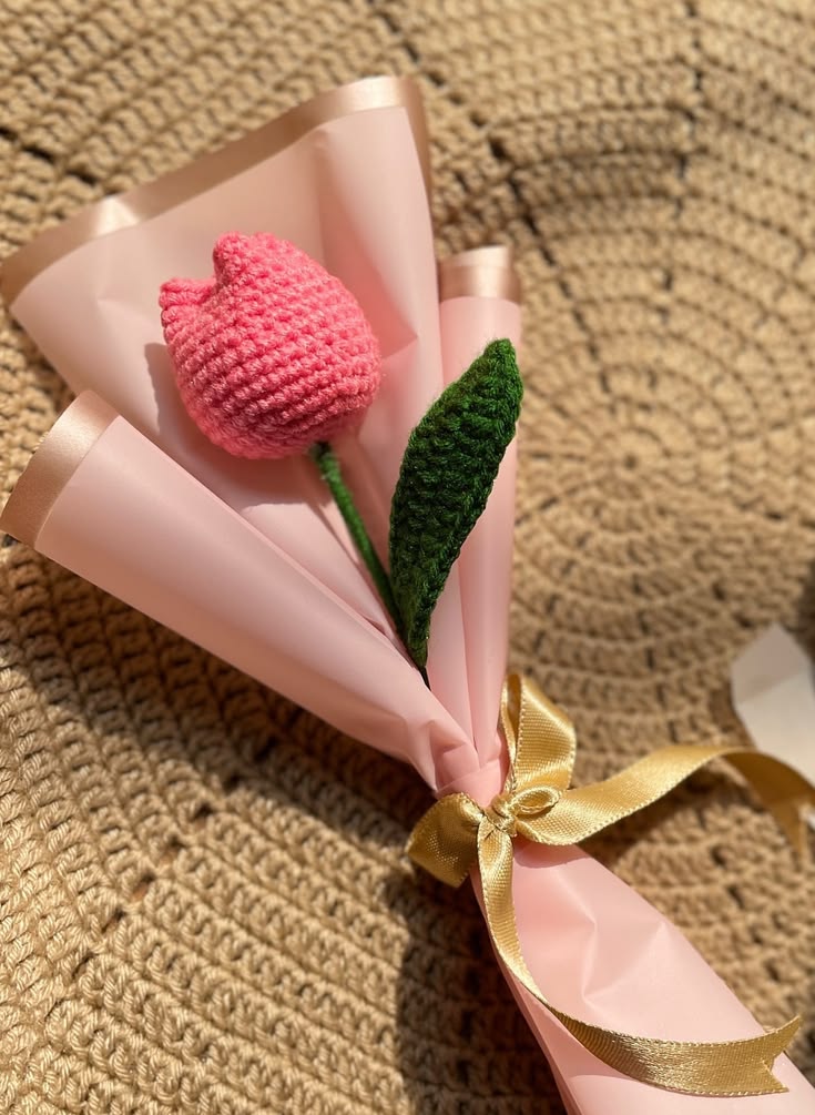Handmade Crochet Single Flower Bouquet